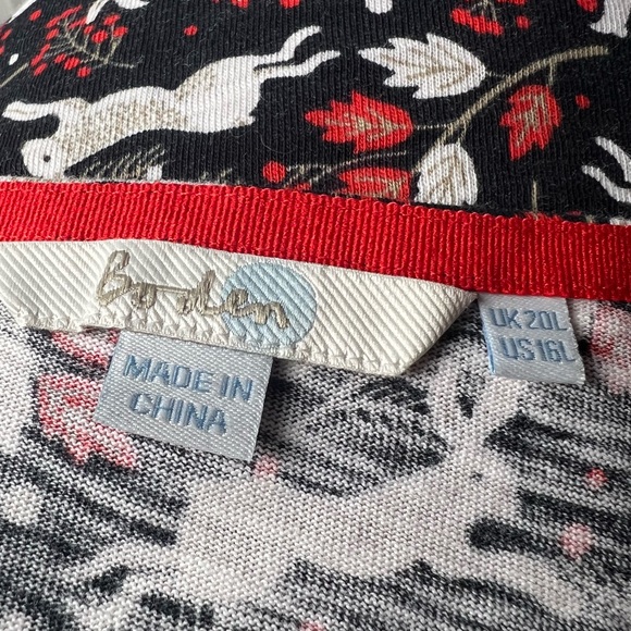BODEN Penny Jersey Dress Woodland Bunny NWOT Red White Black Long 16 - Picture 8 of 9